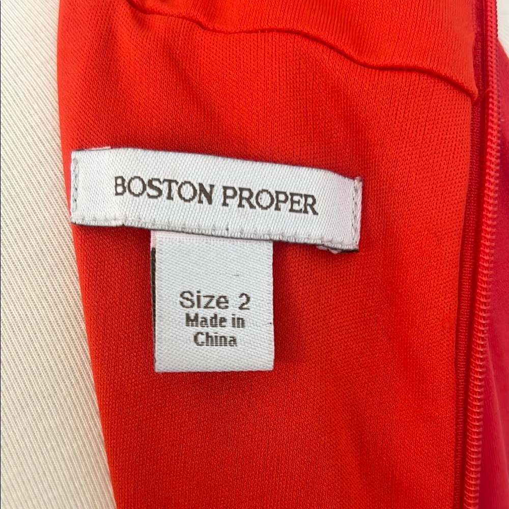 Boston Proper Orange-Red Ruched Dress - Picture 2 of 10